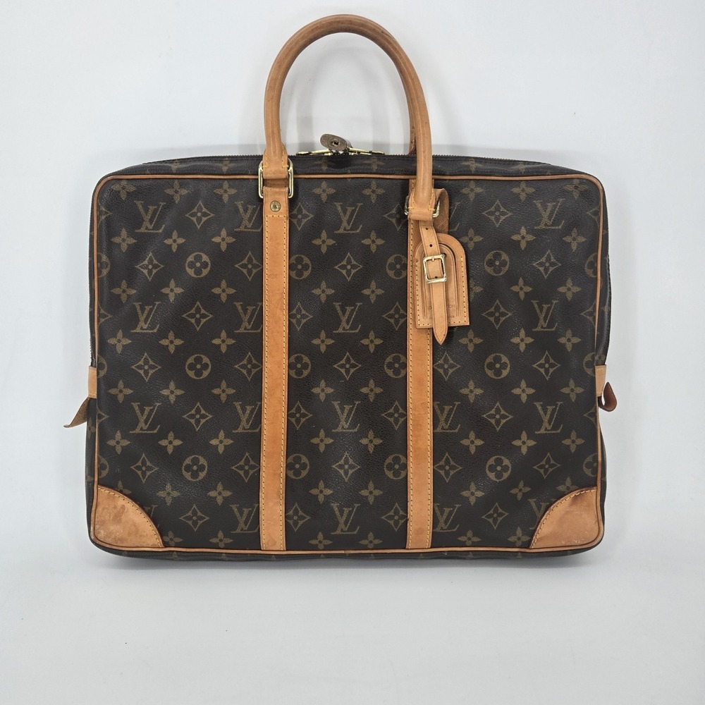 Louis Vuitton Vintage Monogram Porte Documents Voyage Briefcase Lock Tag